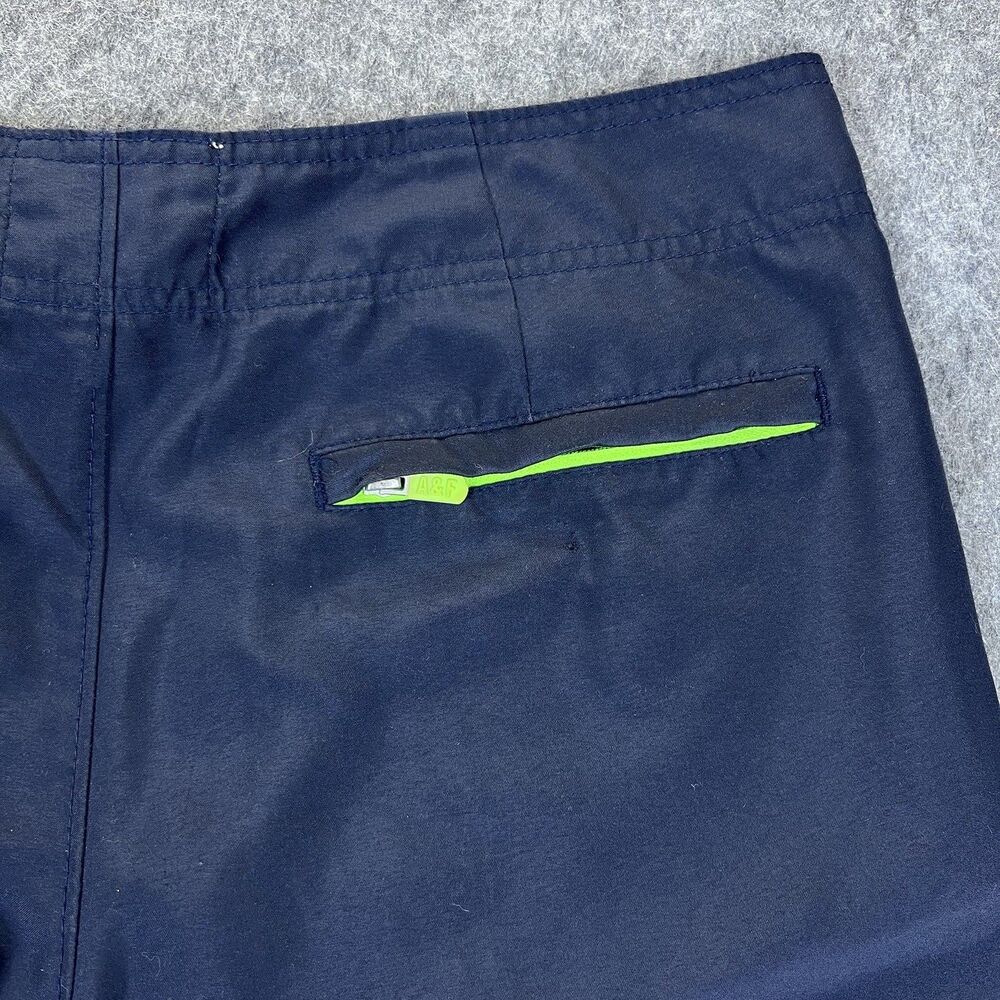 Abercrombie & Fitch Men's Board Shorts Swim Trunks Navy Blue Neon Green Y2K Sz M - Picture 7 of 9